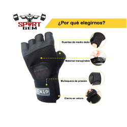 Guantes en cuero para levantar pesas Sport Gem.