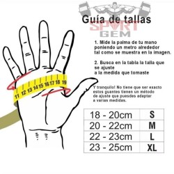 Guia de tallas guantes de cuero Sport Gem.