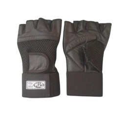 Guantes en cuero color negro para levantar pesas Sport Gem.