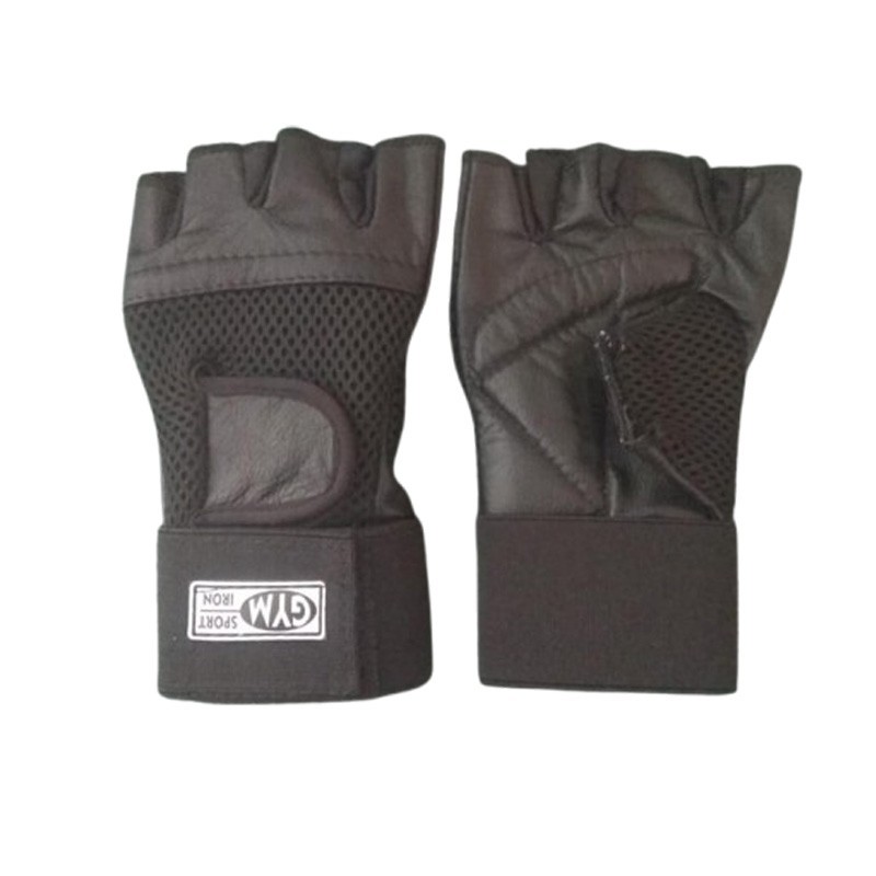 Guantes en cuero color negro para levantar pesas Sport Gem.